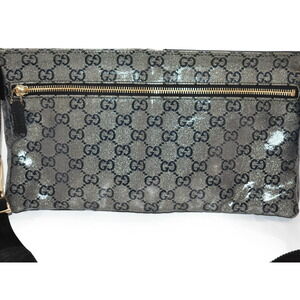 Gucci Bum GG Metallic bag Classic Leather Body Bag Belt Gray Body Crystal Waist